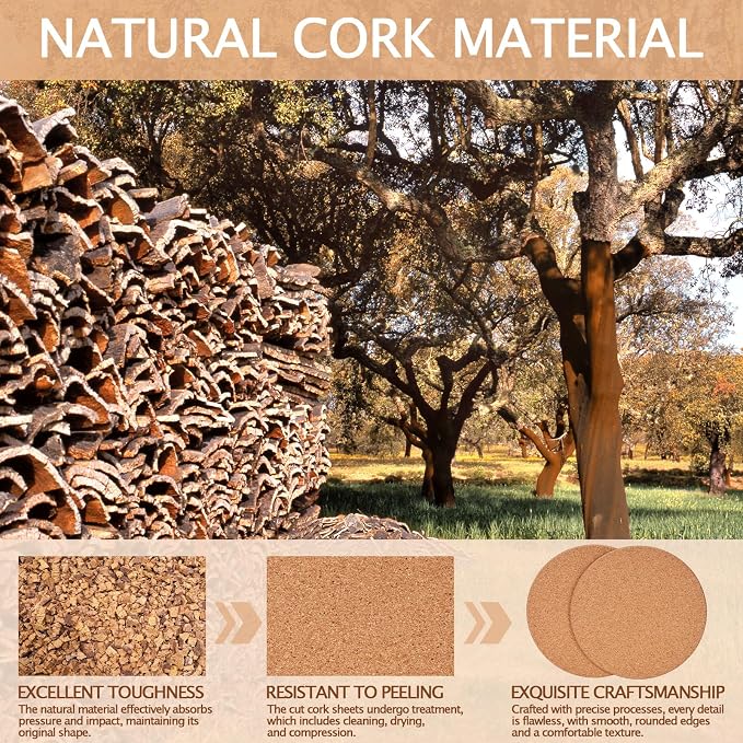 160 PCS Cork Coasters for Laser Engraving, Thick Absorbent Blank Coasters | 4 - Image 4