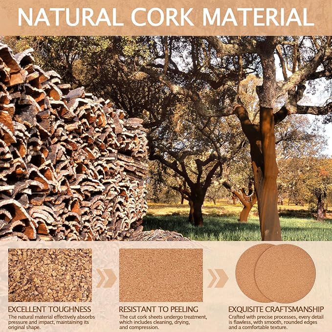 60 PCS Cork Coasters for Laser Engraving, Thick Absorbent Blank Coasters | 4 - Image 4