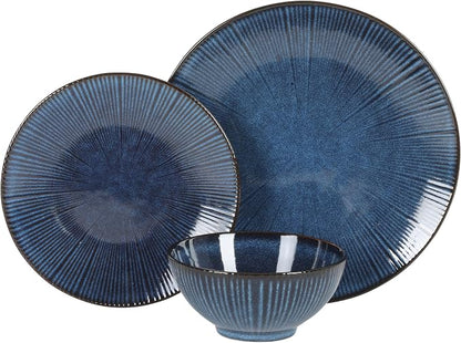 Gibson Elite Midnight Lune Plates and Bowls Sets, 12-Piece Stoneware Dinnerware - Image 9