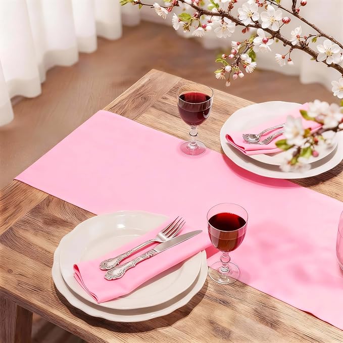 FOLINS&HOME Pink Waterproof Decorative Table Runner 90 Inches Long | 210GSM - Image 2