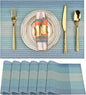 SLKQG Placemats Set of 6 - Easy Clean Washable Vinyl Placemats - Wipeable Heat Resistant Table Mats for Dining Table - 17.7x11.8 Inch (6, Blue Gradient)
