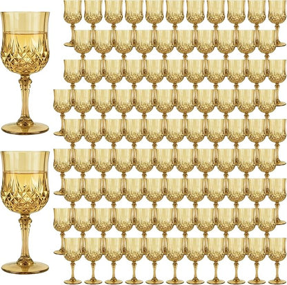 100Pack Plastic Wine Glasses, 7oz Vintage Goblets by LEYIQU