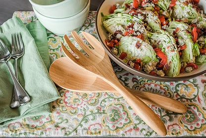 Large Bamboo Salad Server Set, 12-inch Salad Lifters - Image 3