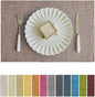 Softalker Faux Linen Placemats Set of 4-12 x 18 Inch, Heat Resistant Double Layered Durable Burlap Farmhouse Place Mats, Non-Slip Washable Rustic Table Mats for Dining, Kitchen, Party,Natural Linen