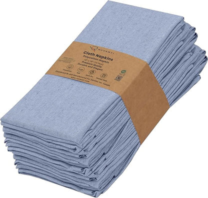 Ruvanti Cloth Napkins Set of 12, 18x18 Reusable Napkins Cloth Washable, Soft & Durable Table Napkin, Poly Cotton Fabric Dinner Napkins for Parties, Christmas, Thanksgiving, Weddings - Midnight Blue
