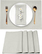 D'Moksha Homes Linen Placemats 14 x 19 Inch - Silver Grey Placemats Set of 4-100% Pure Linen Table Place Mats for Spring, Easter - Handcrafted and Machine Washable