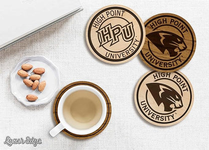 LazerEdge High Point Panthers Wooden Coaster Set - Maple Wood - Officially Licensed Product - 4-Pack