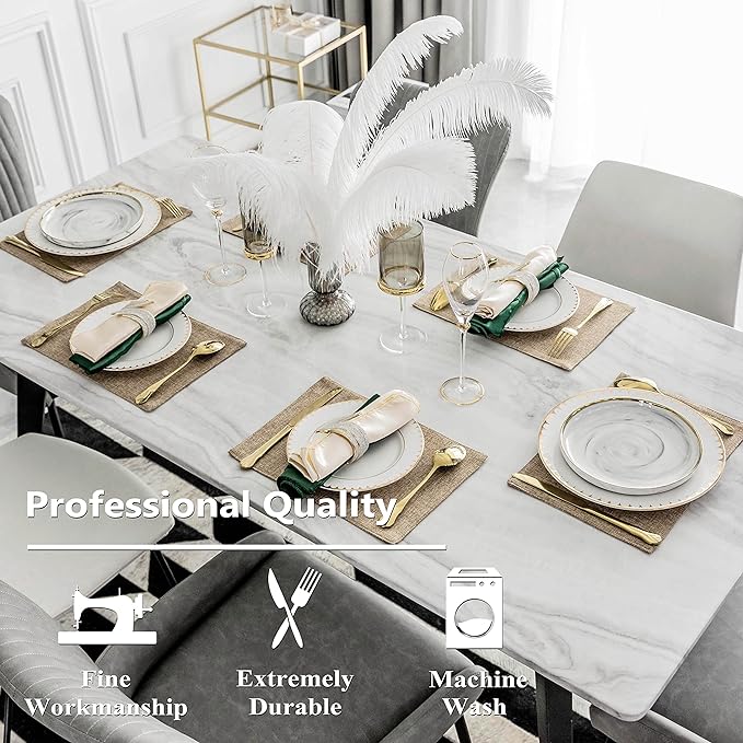 Home Brilliant Linen Placemats Set of 8 Heat Resistant Dining Table Cloth Place Mats Kitchen Table Mats Placemats Table Decor, Natural Linen