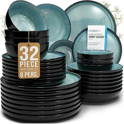 32 Piece Stoneware Dinnerware Set by PURELIVING