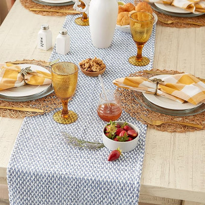 DII Woven Basics Collection 100% Cotton Knit Table Runner, Stonewash Blue - Image 4