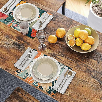 Tropical Floral 12x18 Inch Placemats Set of 6 - Orange Waterproof, Non-Slip & Washable Table Mats for Kitchen & Dining Table Placemats