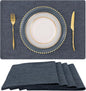 homing Cotton Linen Placemats Set of 4, Cloth Washable Farmhouse Dining Table Mats for Indoors & Outdoors, Easy to Clean, Charcoal, 13 x 19 Inch