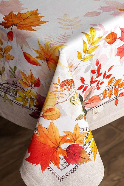 Maison d' Hermine Table Cloth Rectangle Table 100% Cotton 54 x 72 Inches Fall Tablecloth Reusable Everyday Use for Thanksgiving Christmas Decorations Dining Farmhouse Party (Amarante)