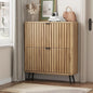Shoe Storage Cabinet, Fluted Shoe Cabinet Storage for Entryway, Hidden Shoe Cabinet with Metal Legs,Shoe Organizer Cabinet with Flip Doors, Slim Entryway Shoe Storage Cabinet, Natural Wood-31.5in