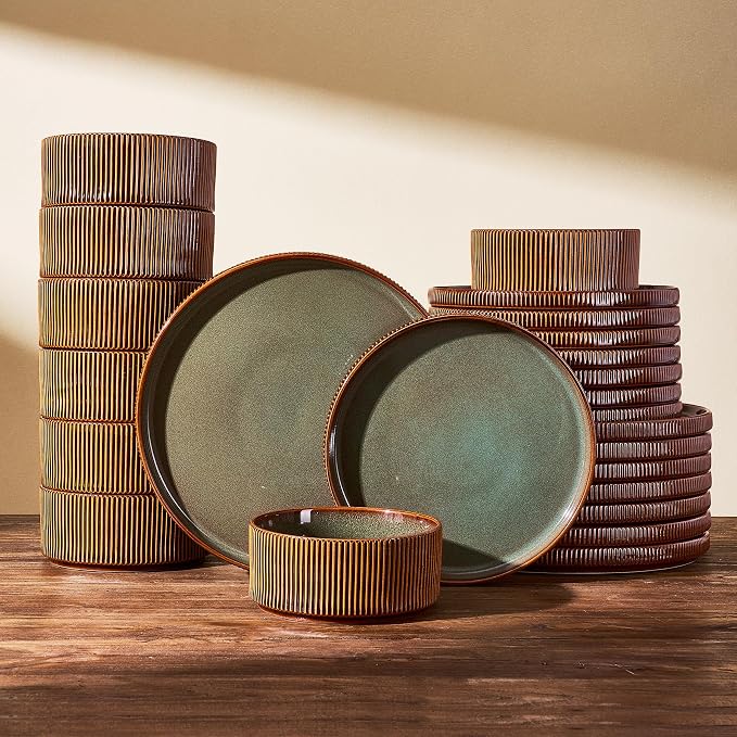 Stoneware Dinnerware Sets, Reactive Glaze Dishes Set by FamiwarePremium