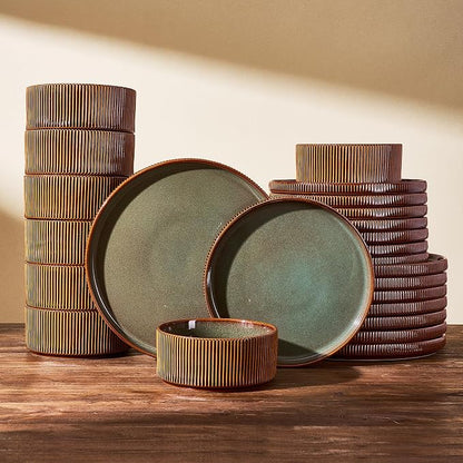 Stoneware Dinnerware Sets, Reactive Glaze Dishes Set by FamiwarePremium