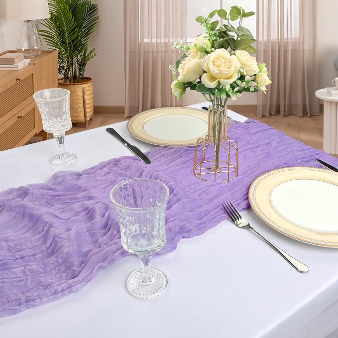 12 Pack 10Ft Lavender Purple Cheesecloth Table Runner 23 x 120 Inch | Gauze - Image 6