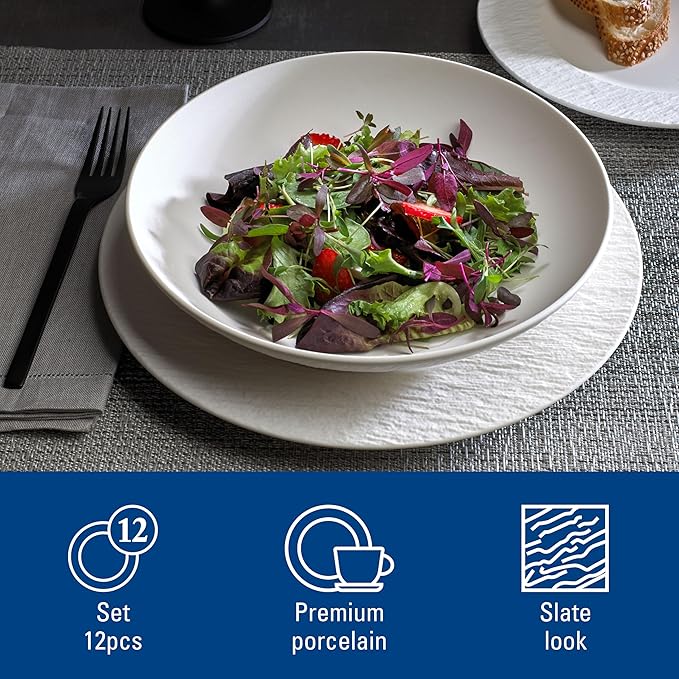 Villeroy & Boch Manufacture Rock Blanc 12 Piece Dinnerware Set, made in Germany - Image 2