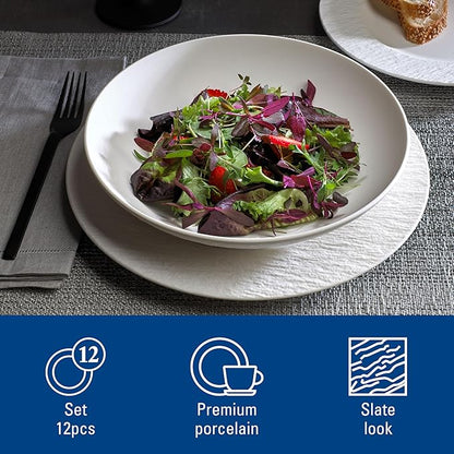 Villeroy & Boch Manufacture Rock Blanc 12 Piece Dinnerware Set, made in Germany - Image 2