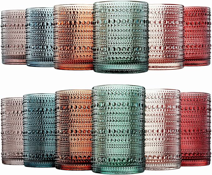 Khen Hobnail Beaded Highball Drinking Tumbler Glasses | Set of 12 | Color - Image 5