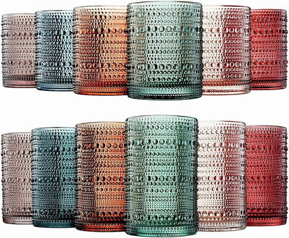 Khen Hobnail Beaded Highball Drinking Tumbler Glasses | Set of 12 | Color - Image 5