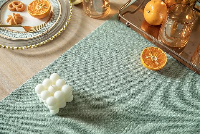 Burlap Style Farmhouse Table Runner, 14x90 Inches Seafoam | Thick Durable Fabric - Image 5