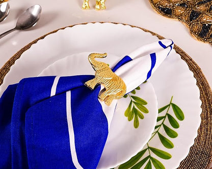 ALPHA Living HOME Metal Gold Napkin Rings Set of 12 - Elephant Napkin Holders, Table Decor, Wedding Decor, Party Supplies, Dining Accessories, Napkin Rings Holders for Gifting & Everyday Use