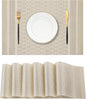 Leetaltree Stardust Yellow Placemats Set of 6 - Heat Resistant Non-Slip Place mats for Dining Table, Washable Durable PVC Vinyl Woven Table Mats（Stardust Yellow, 6）