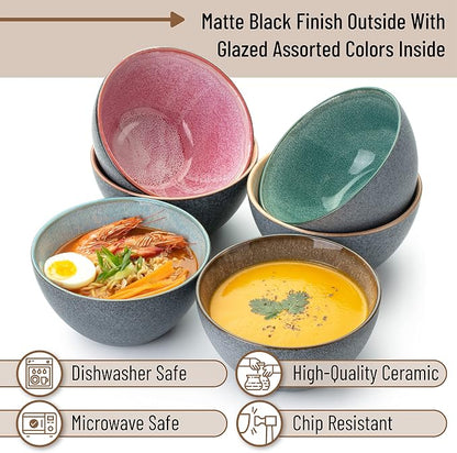 Brew To A Tea BTaT- Ceramic Cereal Bowls, 29 oz, 6 Pack, 6.3 Inches, Glazed - Image 4