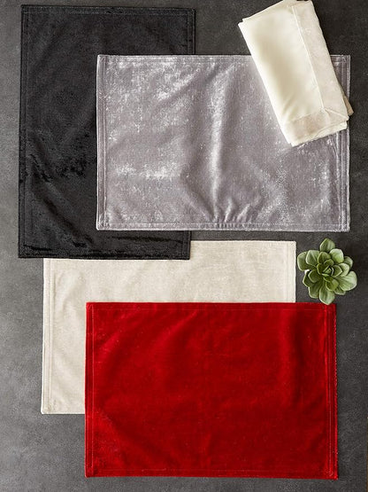 DII Velvet Collection Tabletop, Placemat Set, Cream 4 Piece - Image 4