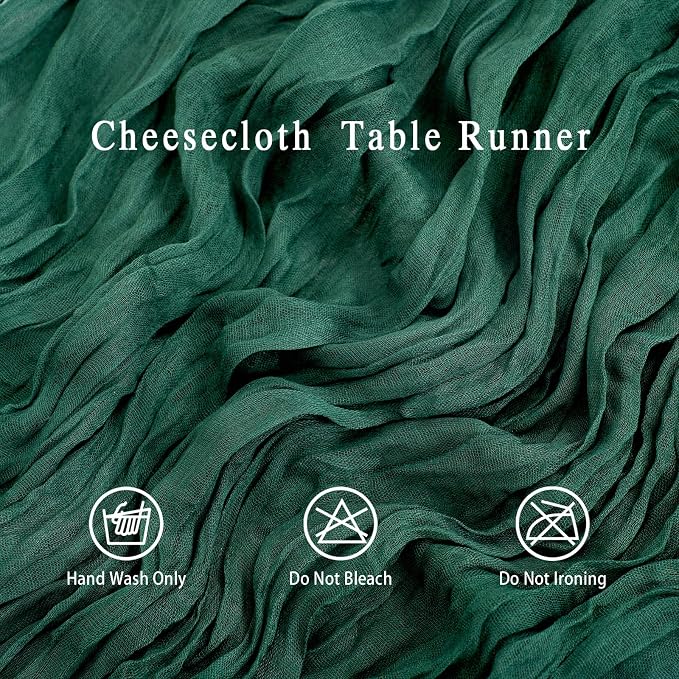 8 Pack Emerald Green Cheesecloth Table Runner 17x108 inch | Boho Gauze Cheese - Image 4