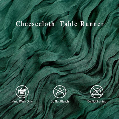 8 Pack Emerald Green Cheesecloth Table Runner 17x108 inch | Boho Gauze Cheese - Image 4