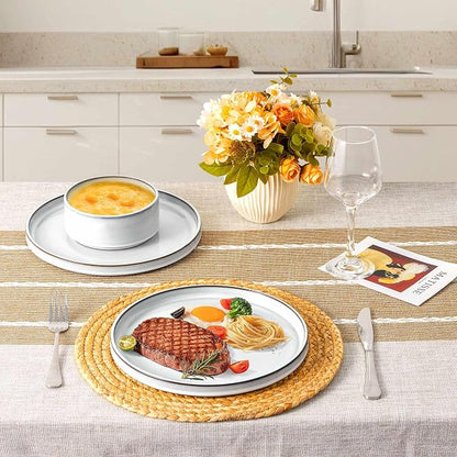 LIANYU 18 PCS Dinnerware Sets for 6, Stoneware Dinner Plates and Bowls Set | - Image 4