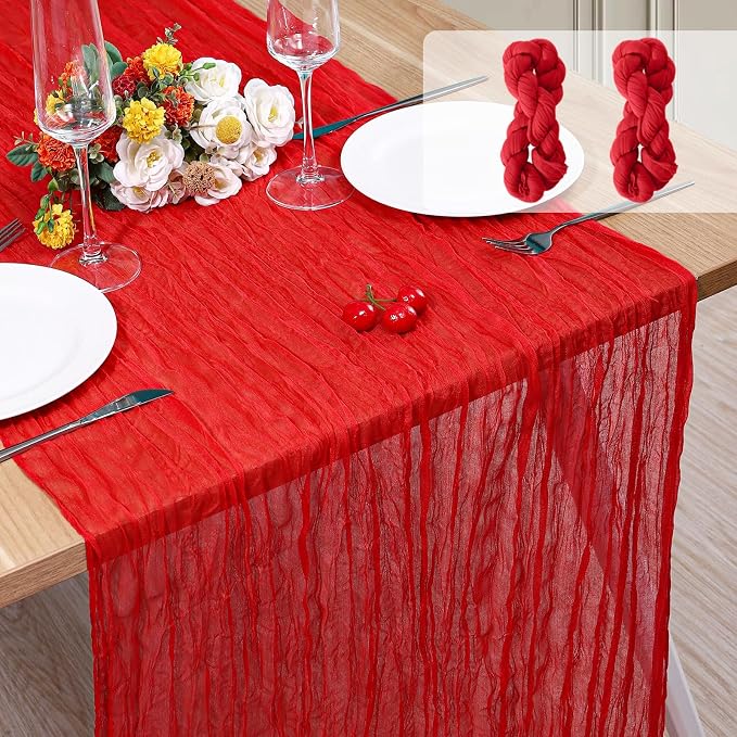 2 Pack Cheesecloth Table Runner 10Ft Christmas Gauze Boho Table Runners by Home