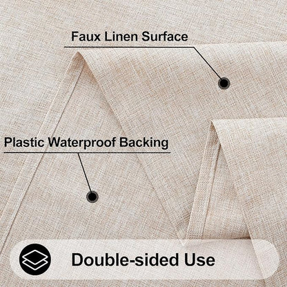 Smiry Round Faux Linen Table Cloth, Waterproof Burlap Fabric Tablecloth, Washable Decorative Farmhouse Table Covers for Kitchen, Dining, Parties, 60x60, Tan