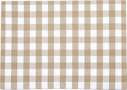 Urban VillaPlacemats for Dining Table 100% Cotton Placemats 14''x20'' Over Sized Tablemats Set of 6 Placemats Taupe/White Buffalo Check Tablemats for Family Dinners Wedding PartiesPlacemats