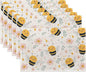 Table Placemats Set of 6,Cute Bee Cloth Placemats,Spring Flowers Heat-Resistant Table Mats for Kitchen Dining Room Decoration,Non-Slip Fabric Place Mats 11.8x17.7 Inch