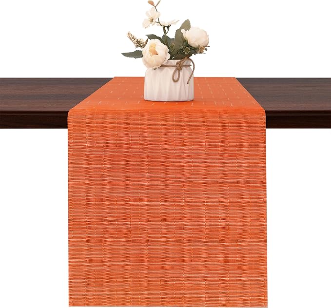 Table Runner 55 Inches Long, Vinyl Woven Heatproof Table Runners | Washable by Banchif