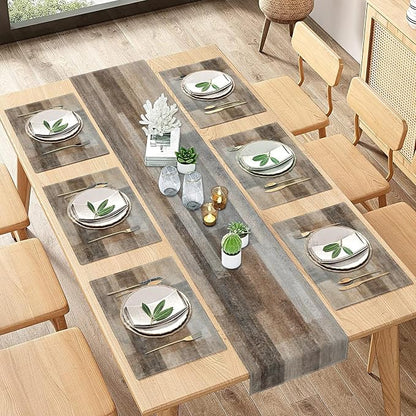 Table Runner and Placemats Set of 6, Art Brown Grey Art Dining | Abstract by ArtSocket