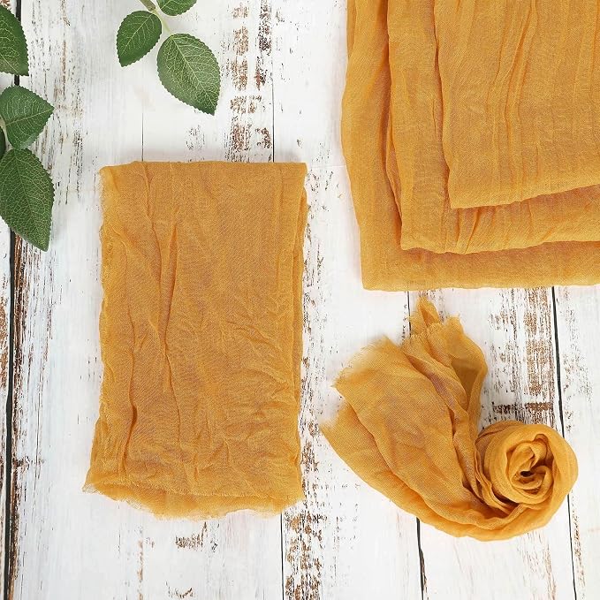 Efavormart 5 Pack 24"x19" Mustard Yellow Matte Gauze Cheesecloth Napkins - Image 8