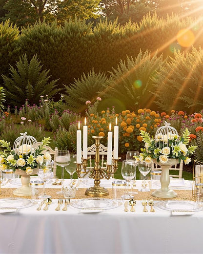 Nervure 100Pcs Clear Gold Plastic Plates, Party Plates Set - Image 6