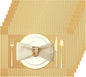 Gold Vinyl Placemats Set of 8, Heat Resistant Table Placemats | 18x12 inch by Uolr