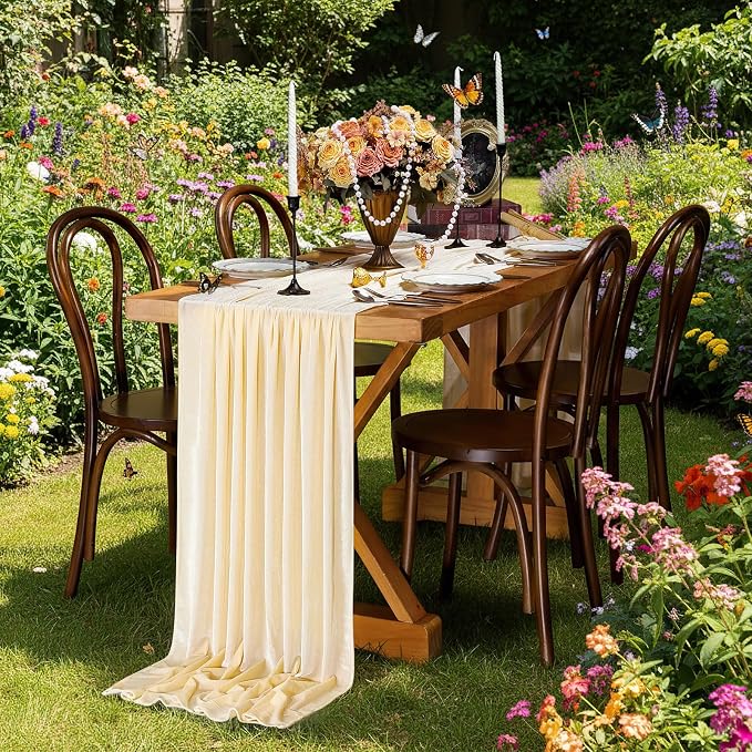 Beige Velvet Table Runner 29 x 120 Inch Luxury Farmhouse Tabletop | 3 Pieces - Image 3