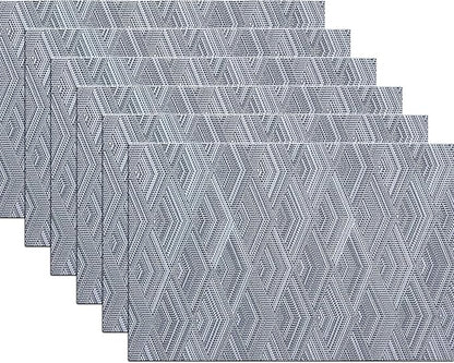 Druable Placemats Set of 6, Plastic Heat-Resistant Non-Slip Vinyl Place Mats Washable Easy to Clean Indoor Outdoor (18"x12", Dark Grey)