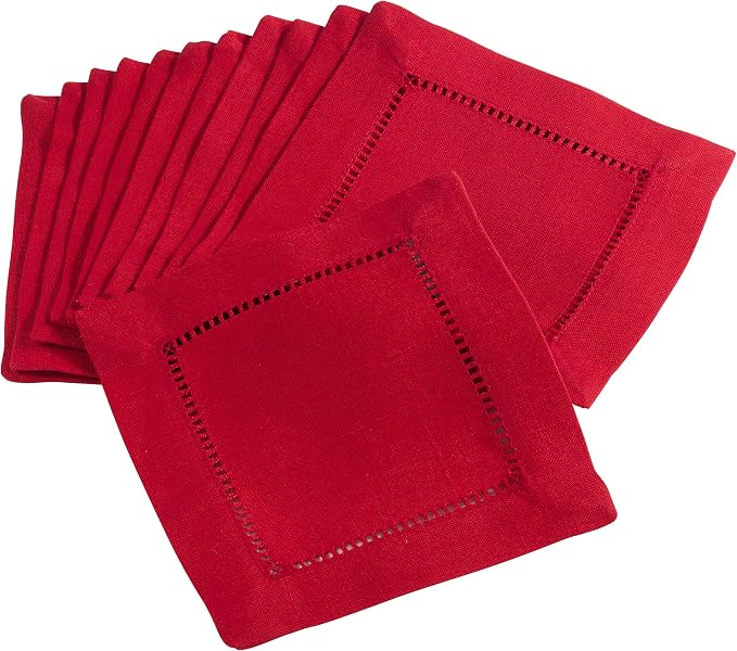 SARO LIFESTYLE Hemstitched Border Cocktail Napkin by SaroLifestyle