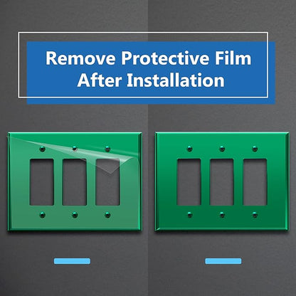 LIDER Reflective Acrylic Decorator Wall Plate, Mirrored Light Switch Plate, Plexiglass Outlet Cover, Acrylic Glass, Oversized 3-Gang 5.25" x 7.06", LWP-33O-AGR, Green