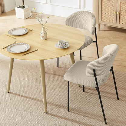 43.3 Inch Round Dining Table Set for 4, Modern Small Kitchen Coffee Set for Dining Room Kitchen Apartment (Cream Table + 4 Grey Shell Chairs)