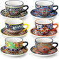 vancasso 8 Oz Cappuccino Cups, Porcelain Tea Cups and Saucers Set of 6 | by vancasso