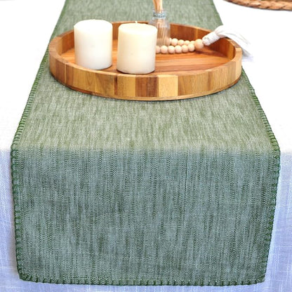 Cotton Table Runner 72 inches Long Decorative Stitched Edge Kitchen Table - Image 9
