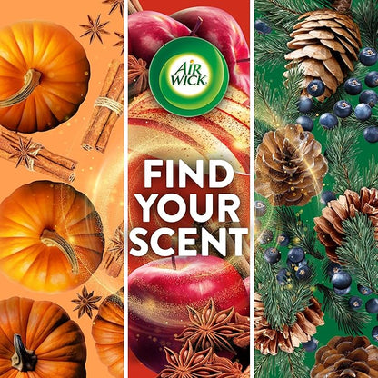 Air Wick Plug In Scented Oil Refill, Infused with Essential Oils, Plug In Air Fresheners for Home, Fall Scent, Fall Décor, Apple Cinnamon Medley, 6 ct